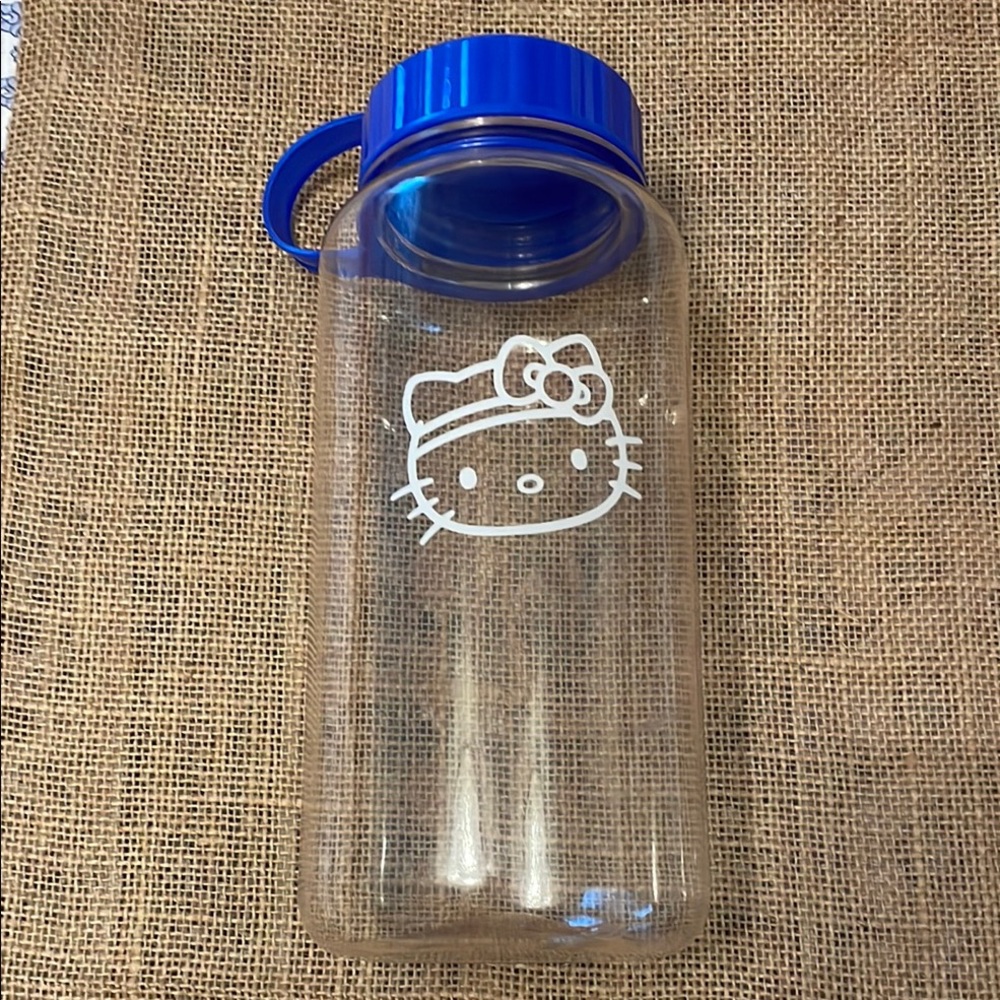 Hello Kitty Clear Plastic First Aid Container/Bottle with Blue Lid